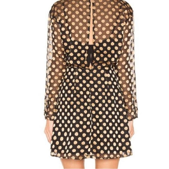 ASTR the Label Size Medium Black with Gold Polka Dot Long Sleeve Sheer Dress - Picture 13 of 14